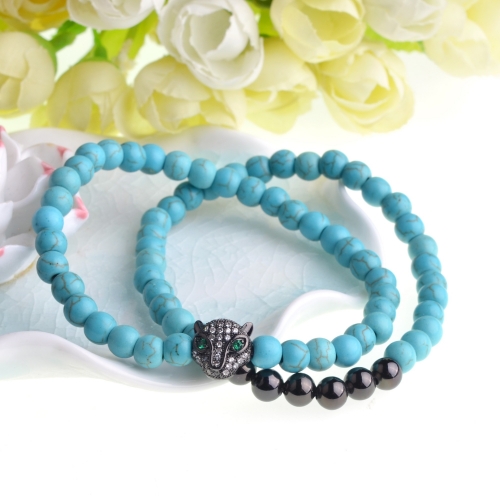Natural  Fashion Bracelet Gold Prayer Beads Bracelets Jewelry Stretch Leapord for Women and Men