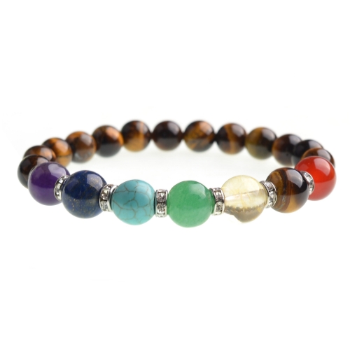 7 Chakra Natural Stone Round Beads Bracelet Meditation Healing Charm Jewelry