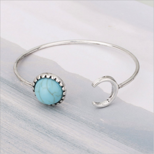 Fashion Accessories Marbled Circular Turquoise Opening Adjustable Bracelet
