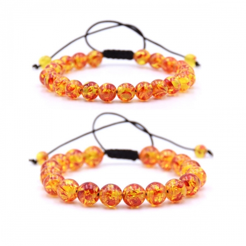 Fashion Artificial Amber Stone Beads Braided Macrame Adjustable Bracelets Unisex