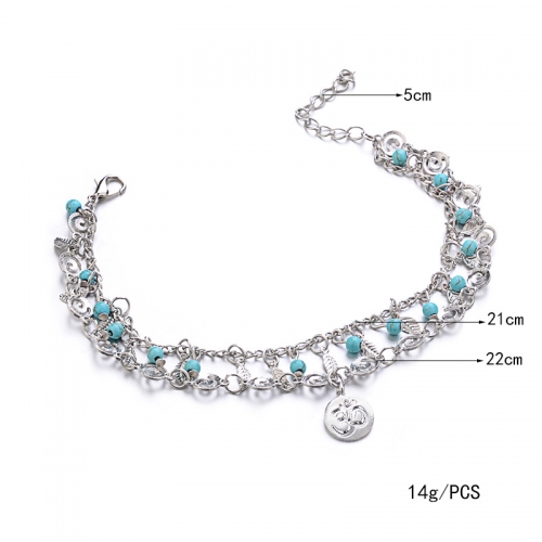 Boho Lotus Alloy Pendant Beach Anklet Foot Charm Jewelry Gifts Women