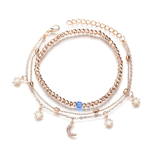 2 Layer Gold Moon Beach Anklet Foot Charm Jewelry Gifts Women