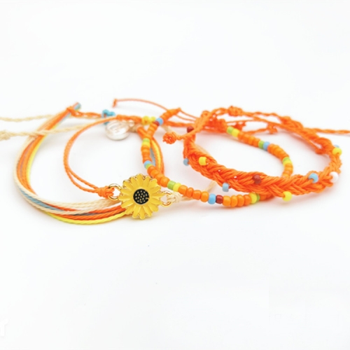 Waterproof String Sunflower Charm Bracelet Handmade Woven Friendship Bracelets for women
