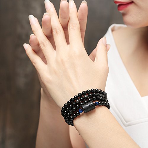 6mm/8mm/ Natural Obsidian Bracelet  8mm Bead with Rainbow Eye Effect Mala Grounding Stone Protection for Ladies/Men