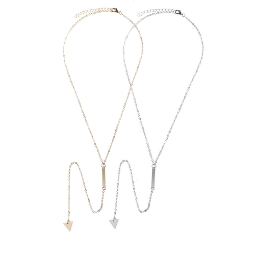 Metal strip geometric triangle tassel necklace for women girls