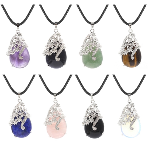 Crystal necklace diamond flower drop angel tears pendant, healing stone crystal jewelry, women, girls, men's birthday gift