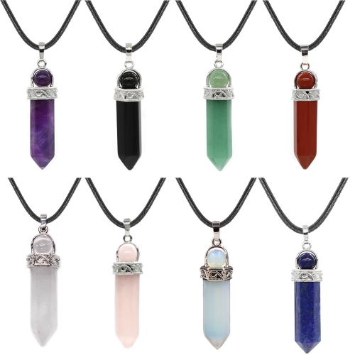 Crystal necklace hexagonal pendant six, transfer bead pendant, gem chakra healing stone crystal jewelry, women, girls, men's birthday gift