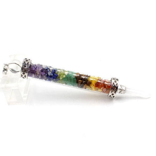 Chakra stone scepter energy emitter gravel wishing bottle artwork pendant necklace