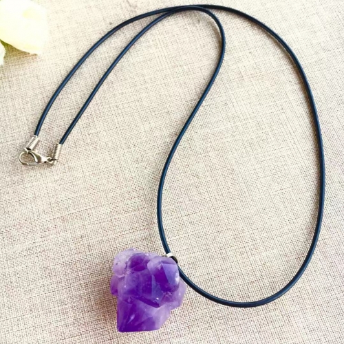 Natural amethyst, natural meteor stone pendant necklace, suitable for any occasion