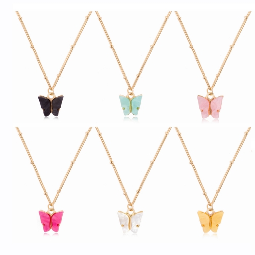 Butterfly Pendant Necklace for Women & Girls Acrylic with Gold-Plated Jewelry