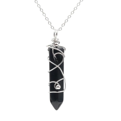 Obsidian+Silver chain
